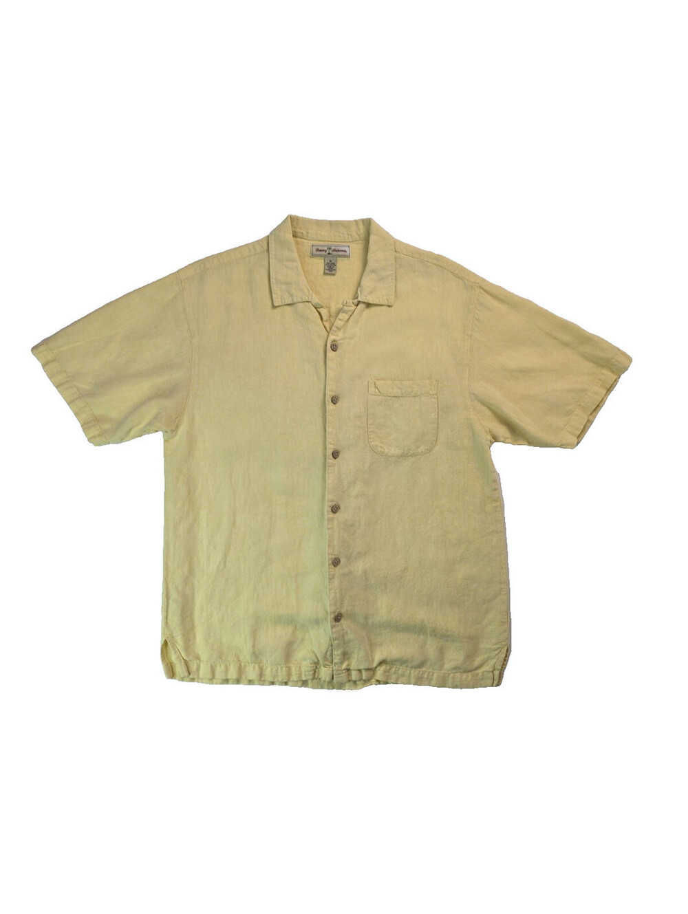 Tommy Bahama Yellow Floral Linen Blend Button Shirt Mens Size Medium M